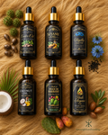 Premium Natural Oil Set – 6 Moroccan Beauty Oils | Argan, Prickly Pear, Nigella, Castor, Coconut & Sesame
