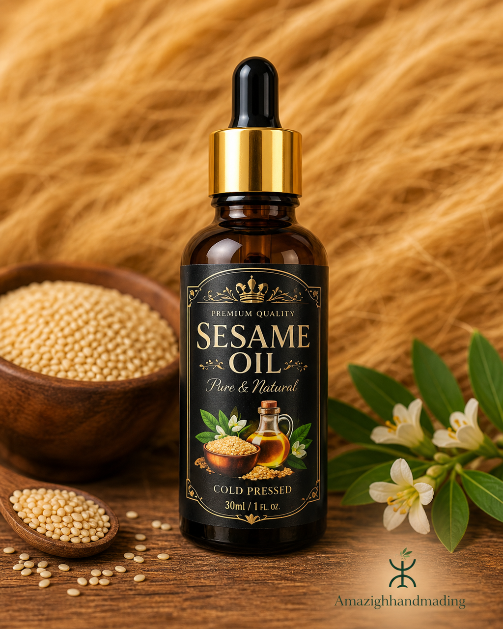 Premium Natural Oil Set – 6 Moroccan Beauty Oils | Argan, Prickly Pear, Nigella, Castor, Coconut & Sesame