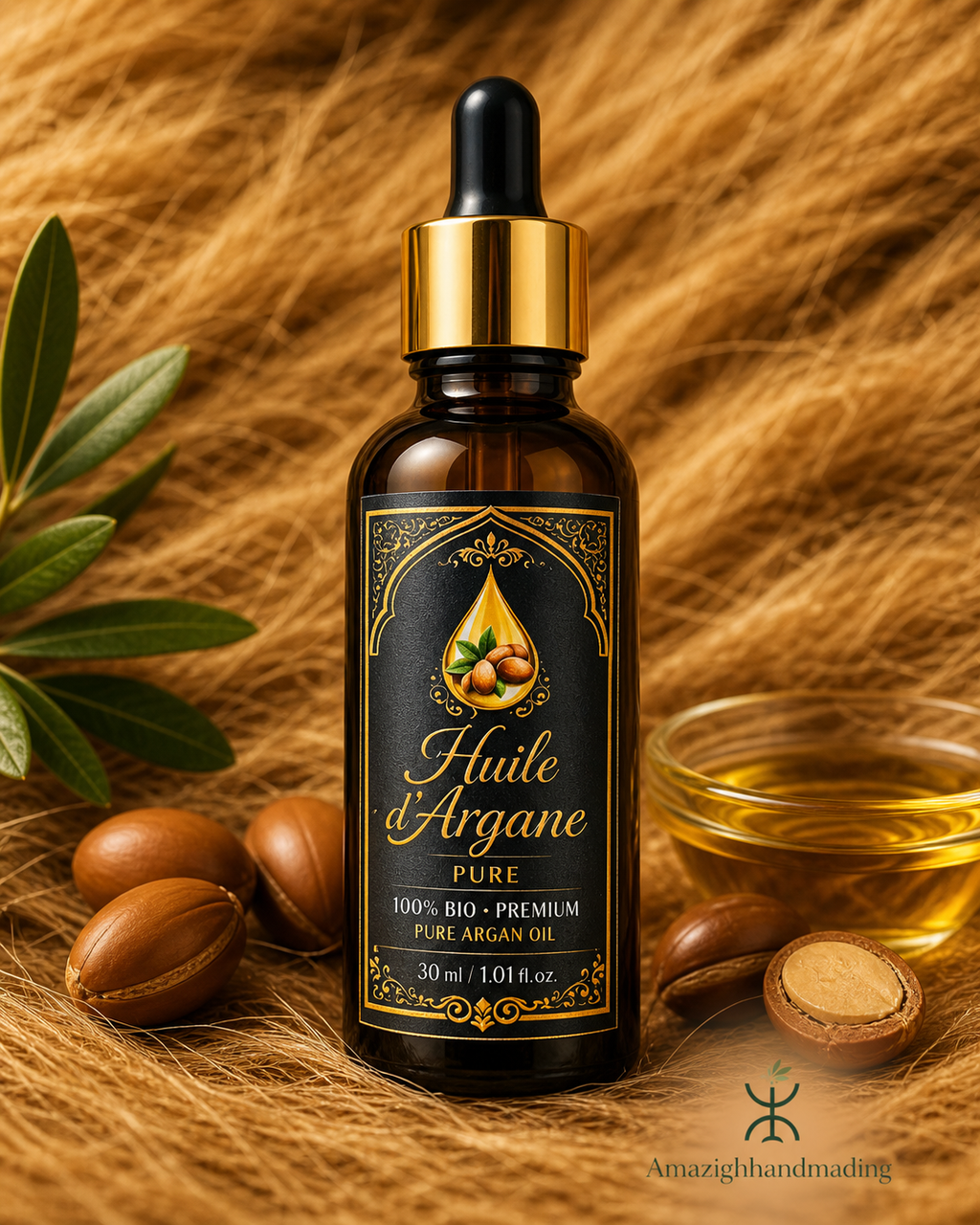 Premium Natural Oil Set – 6 Moroccan Beauty Oils | Argan, Prickly Pear, Nigella, Castor, Coconut & Sesame