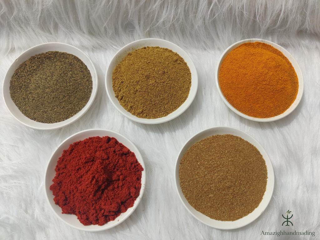 Moroccan Spice Pack – Cumin, Black Pepper, Mrouzia Spice, Tahmira & Turmeric