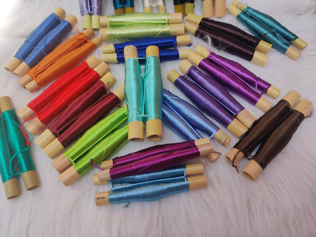 Handmade Moroccan Silk Thread Rolls from Cactus Fiber – Natural Embroidery & Craft Supplies