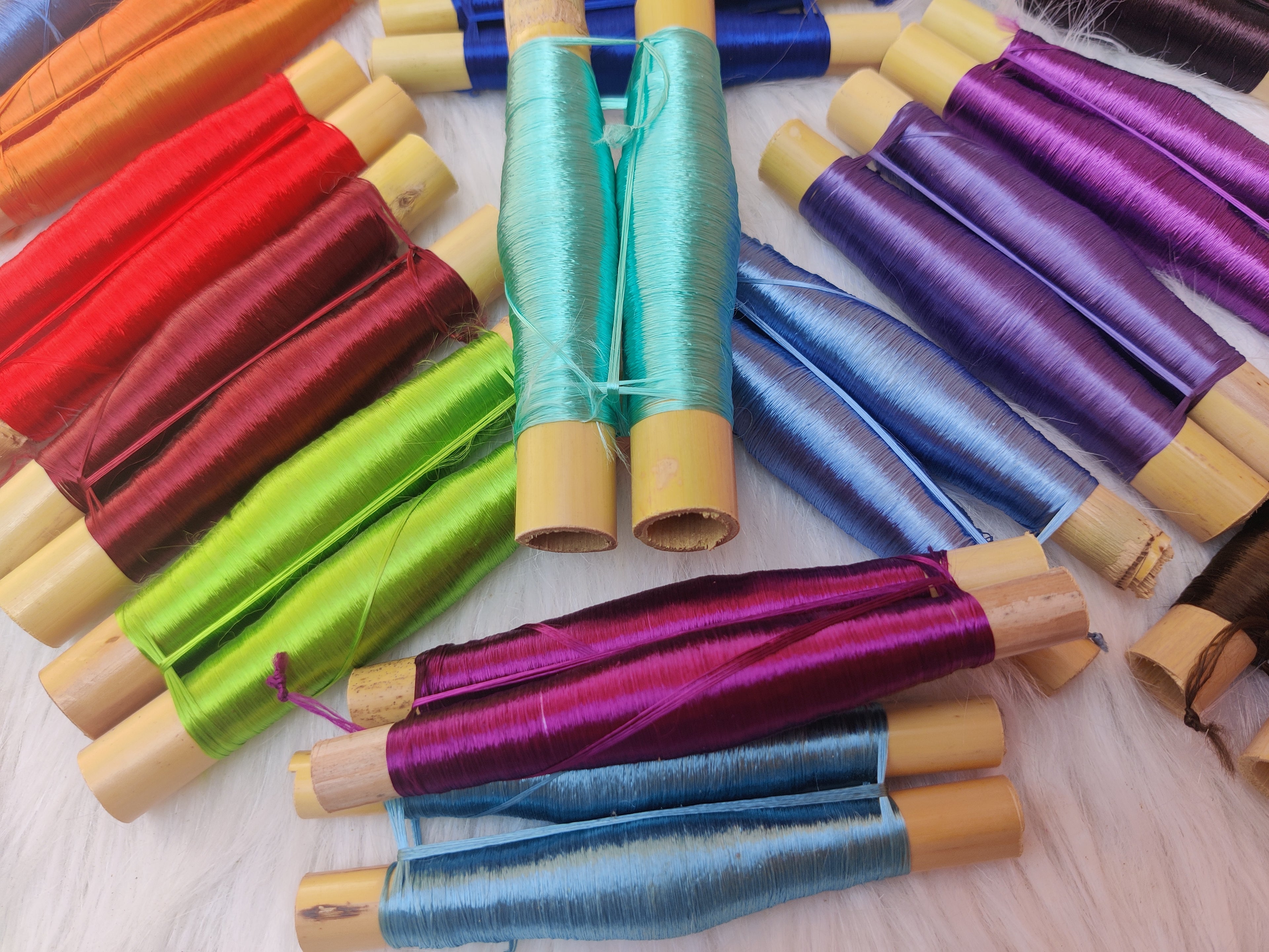 Handmade Moroccan Silk Thread Rolls from Cactus Fiber – Natural Embroidery & Craft Supplies
