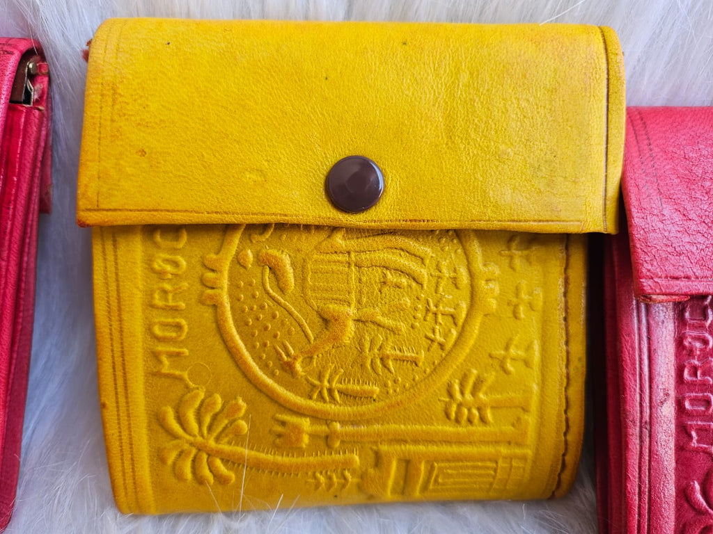 Set of 6 Handmade Moroccan Leather Wallets – Slim Vintage Design