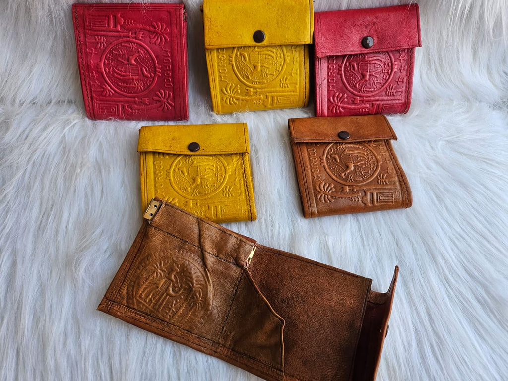 Set of 6 Handmade Moroccan Leather Wallets – Slim Vintage Design
