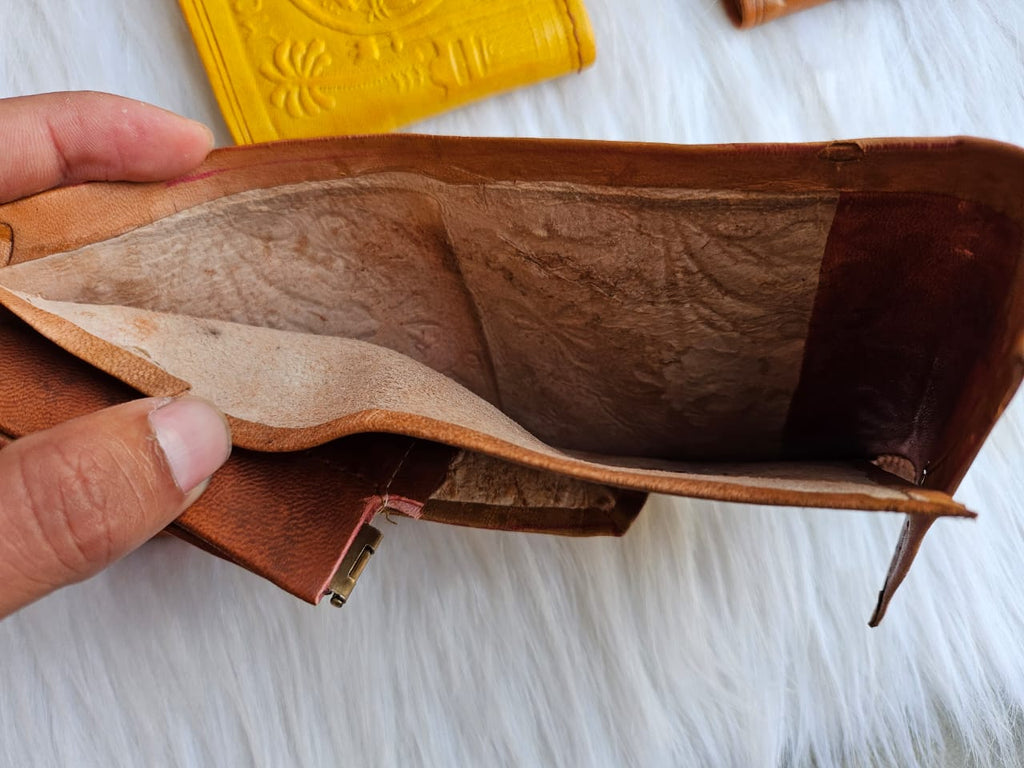Set of 6 Handmade Moroccan Leather Wallets – Slim Vintage Design