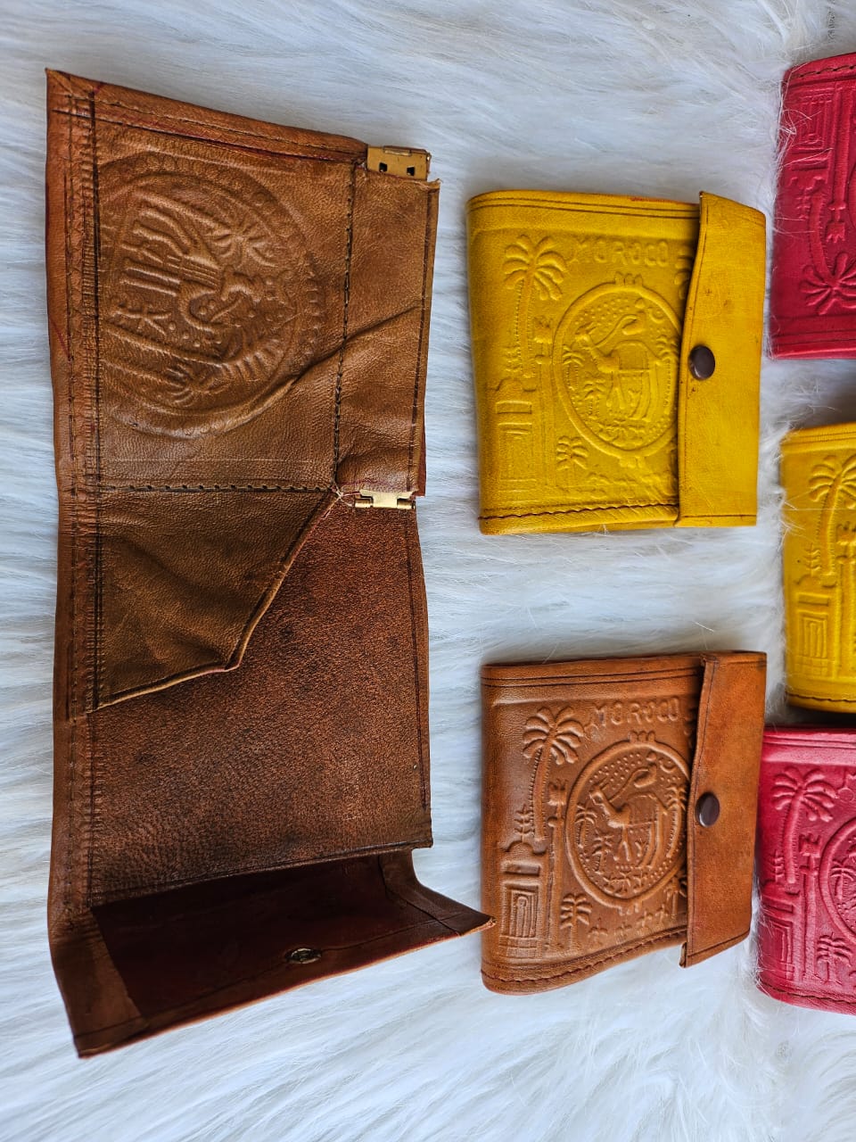 Set of 6 Handmade Moroccan Leather Wallets – Slim Vintage Design